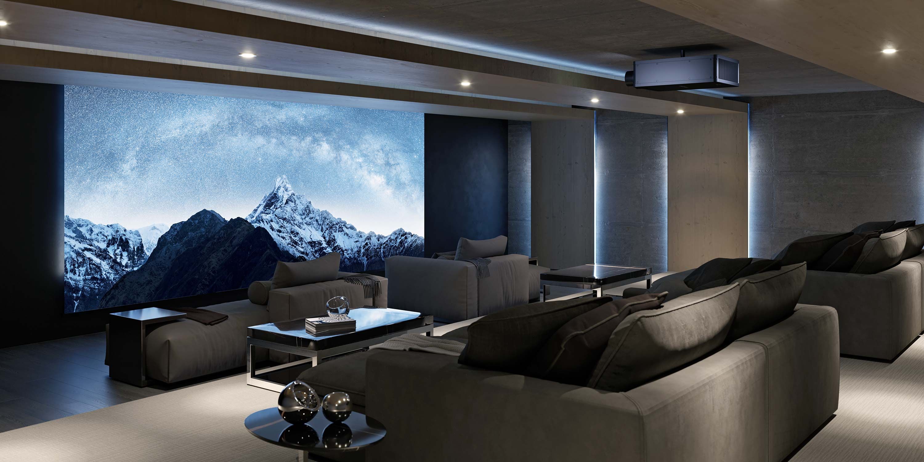 Sony Home Theater with wooden walls and ceiling in neutral colors
